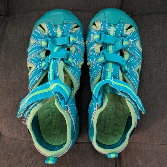 MERRELL HYDRO Sandals Kids Sz 12 Waterproof Hiking Outdoor Water Shoe Blue Green - Picture 8 of 8